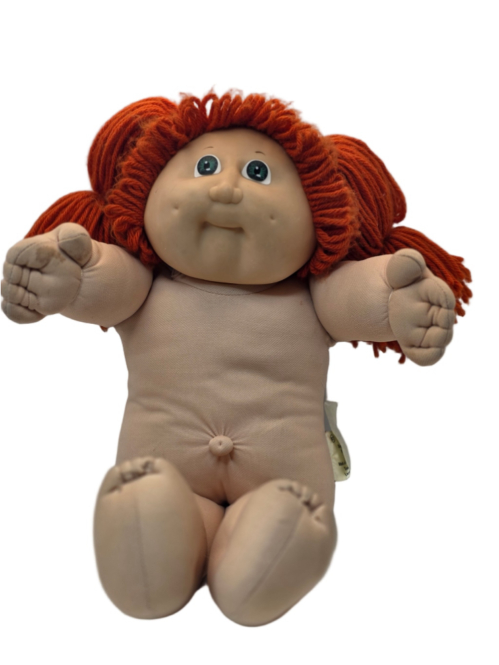 Vintage Cabbage Patch Kids Soft Sculpture Doll Xavier Roberts Yarn Pigtails Nude